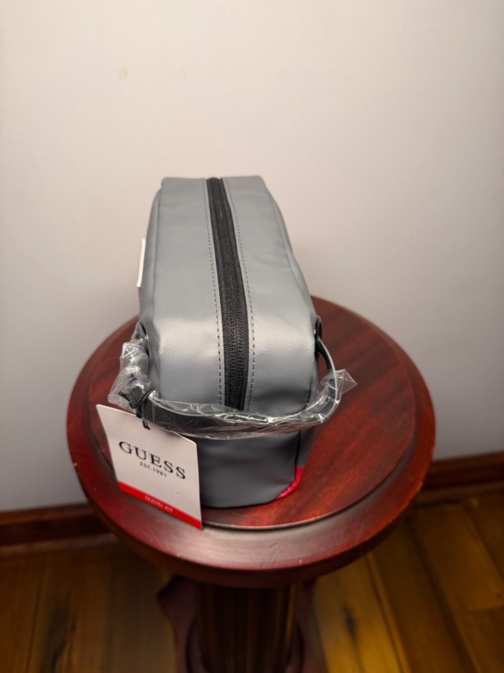 GUESS Gray and Red Men's Toiletry Bag - Picture 9 of 11